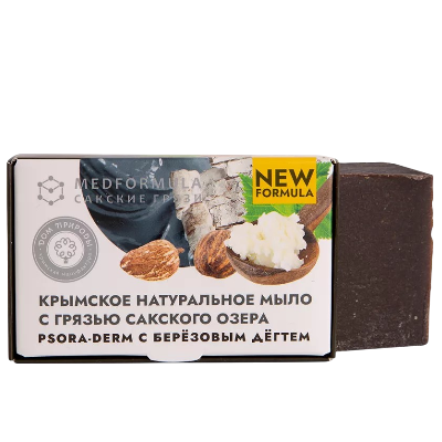 Мыло Psora-derm с берёзовым дёгтем Смягчение и восстановление с грязью Сакского озера Med Formula, 100 г
