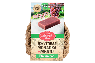 Мочалка вязаная с мылом "Винное"