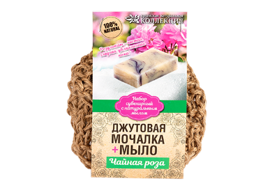 Мочалка вязаная с мылом "Чайная роза"