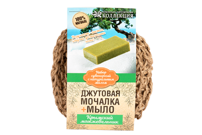 Мочалка вязаная с мылом "Крымский Можжевельник"
