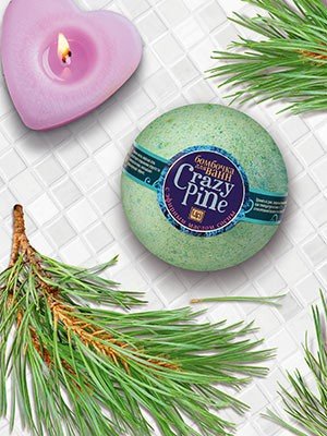Бомбочка для ванн CRAZY PINE с эфирным  маслом сосны