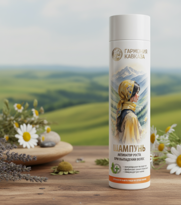 Шампунь активатор роста при выпадении волос Гармония Кавказа, 275 мл