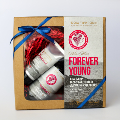 Набор косметики Forever Young для мужчин Wine Man (мыло, крем для лица, гель для душа, крем для рук)
