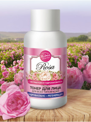 Тонер для лица Rosa для всех типов кожи, увлажняет, придает сияние и упругость, 60 г